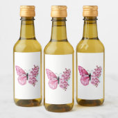 花蝶とピンク桜 ワインラベル (ボトル)