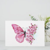 花蝶とピンク桜 便箋 (スタンド正面)