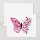 花蝶とピンク桜 出欠カード (正面/裏面)