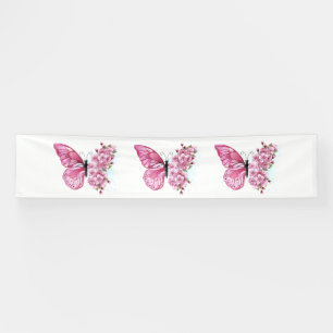 花蝶とピンク桜 横断幕