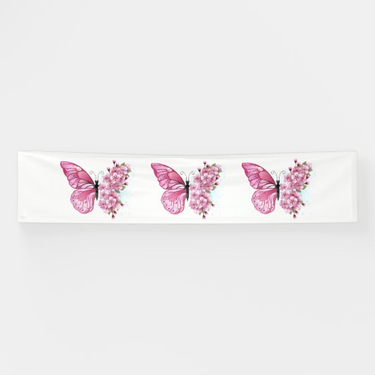 花蝶とピンク桜 横断幕 (横)