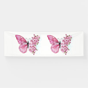花蝶とピンク桜 横断幕