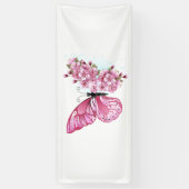 花蝶とピンク桜 横断幕 (縦)