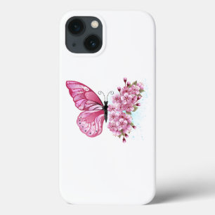 花蝶とピンク桜 iPhone 13ケース