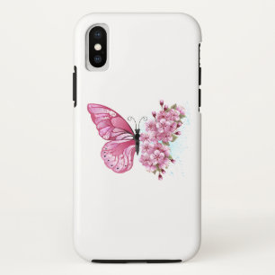 花蝶とピンク桜 iPhone XSケース