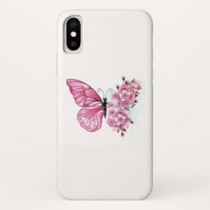 花蝶とピンク桜 iPhone X ケース