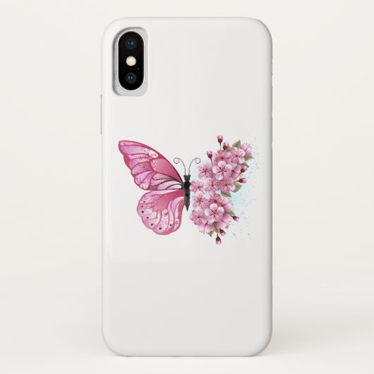 花蝶とピンク桜 Case-Mate iPhoneケース (裏面)