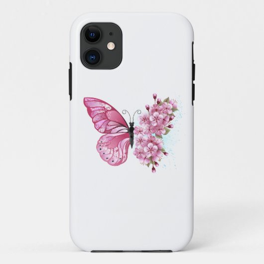 花蝶とピンク桜 Case-Mate iPhoneケース (裏面)
