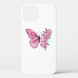 花蝶とピンク桜 iPhone 12ケース