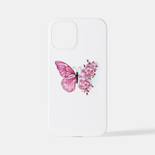 花蝶とピンク桜 iPhoneケース (裏面)