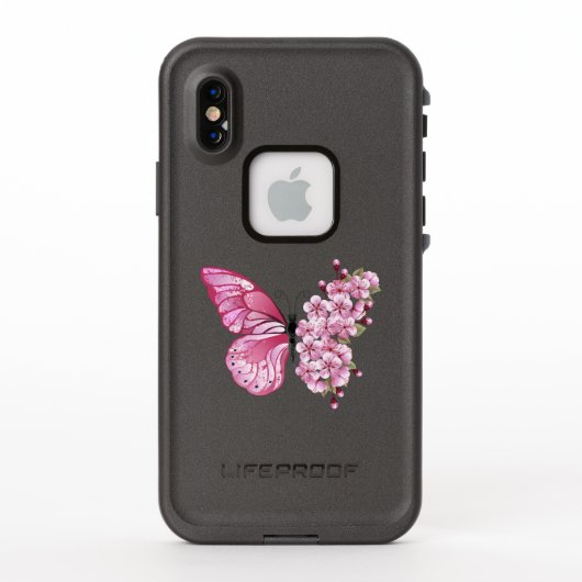 花蝶とピンク桜 LifeProof iPhoneケース (裏面)