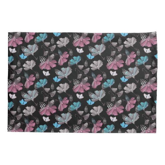 花蝶の模様 枕カバー (裏面)