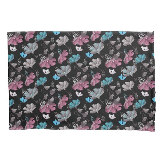 花蝶の模様 枕カバー (正面)