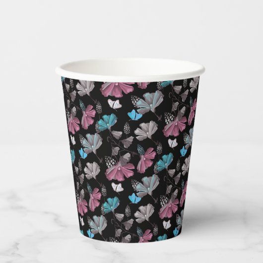 花蝶の模様 紙コップ (正面)