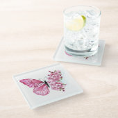 花蝶ピンク桜 ガラスコースター (アングル)