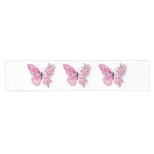 花蝶ピンク桜 ショートテーブルランナー