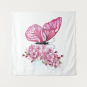 花蝶ピンク桜 タペストリー (正面(横))