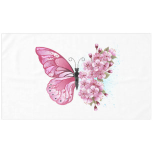 花蝶ピンク桜 テーブルクロス
