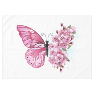 花蝶ピンク桜 テーブルクロス