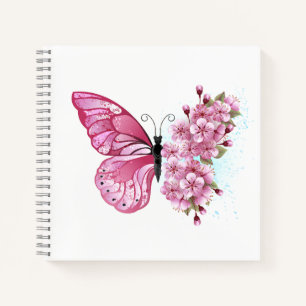 花蝶ピンク桜 ノートブック
