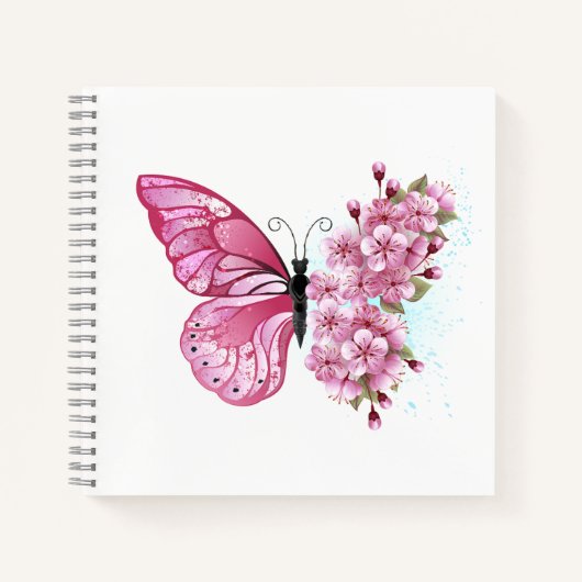 花蝶ピンク桜 ノートブック (正面)