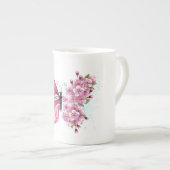 花蝶ピンク桜 ボーンチャイナマグカップ (正面右)