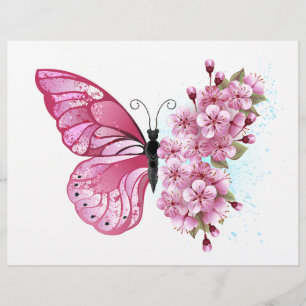花蝶ピンク桜 レターヘッド