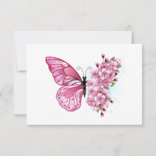 花蝶ピンク桜 出欠カード