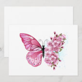 花蝶ピンク桜 招待状 (正面/裏面)