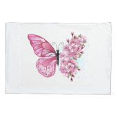 花蝶ピンク桜 枕カバー (裏面)