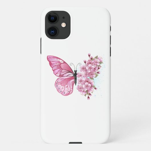 花蝶ピンク桜 iPhoneケース (裏面)