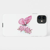 花蝶ピンク桜 iPhoneケース (裏面横)