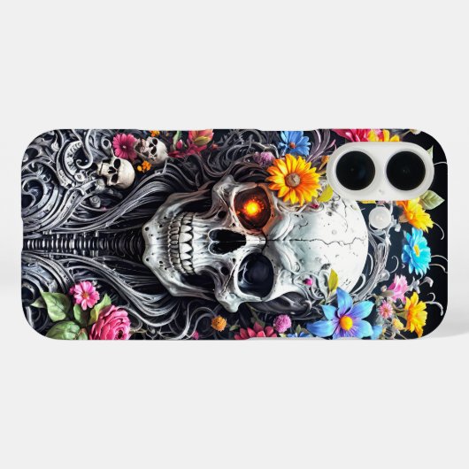 花被を備えた装甲スカル Case-Mate iPhoneケース (裏面 (横))