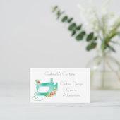 花裁縫付き青裁縫 名刺 (スタンド正面)