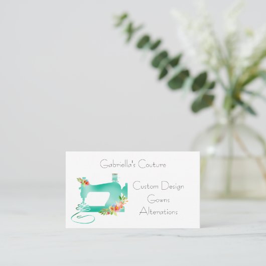 花裁縫付き青裁縫 名刺 (スタンド正面)