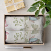 花襟ブルーピンク蝶の鳥のデコパージュ 薄葉紙 (ギフト)