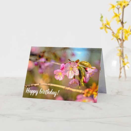 花見シーズンの桜花の暖色 カード (黄色い花)