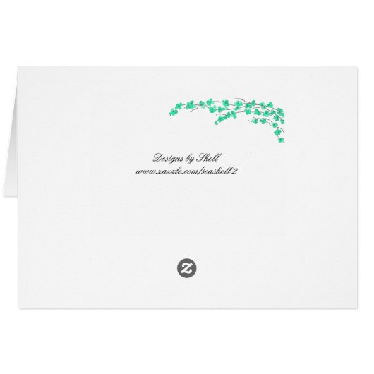 花見席カード – ターコイズ花 (裏面横)