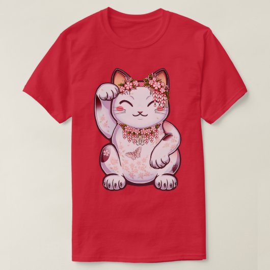 花見招き猫俊 Tシャツ (デザイン正面)