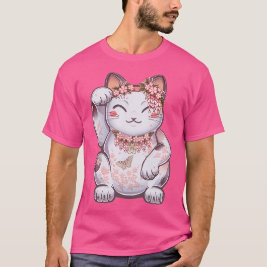 花見招き猫俊 Tシャツ (正面)