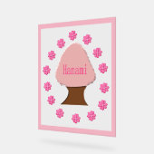 花見日本のさくらんぼツリー アクリルサイン (傾斜)