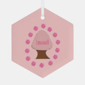 花見日本のさくらんぼツリー ガラスオーナメント (裏面)