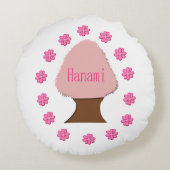 花見日本のさくらんぼツリー ラウンドクッション (裏面)