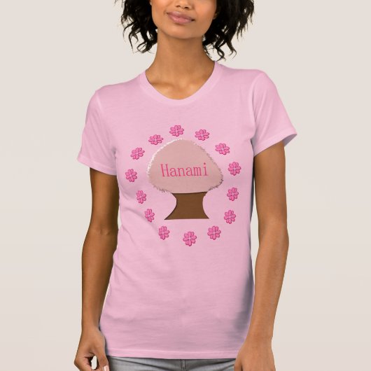 花見日本のさくらんぼツリー Tシャツ (正面)