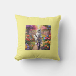花見枕カラフル自転車の猫 クッション