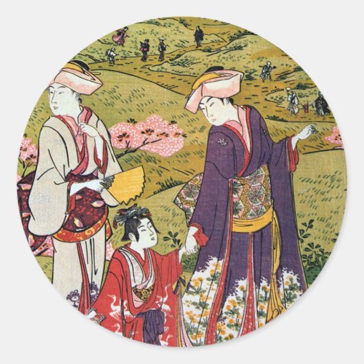 花見(三),清長花見(3),清永,浮世絵 ラウンドシール (正面)