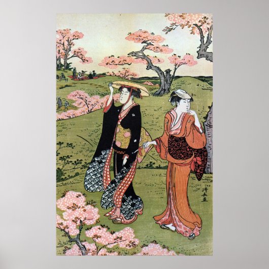 花見(二)、清長花見(2)、清永、浮世絵 ポスター (正面)