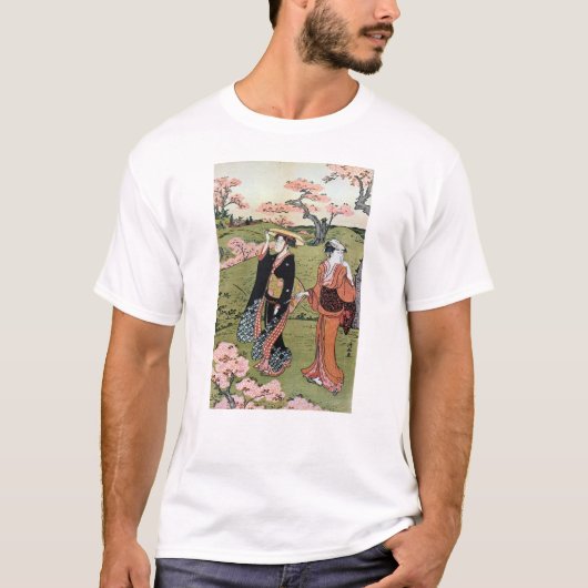 花見(二)、清長花見(2)、清永、浮世絵 Tシャツ (正面)