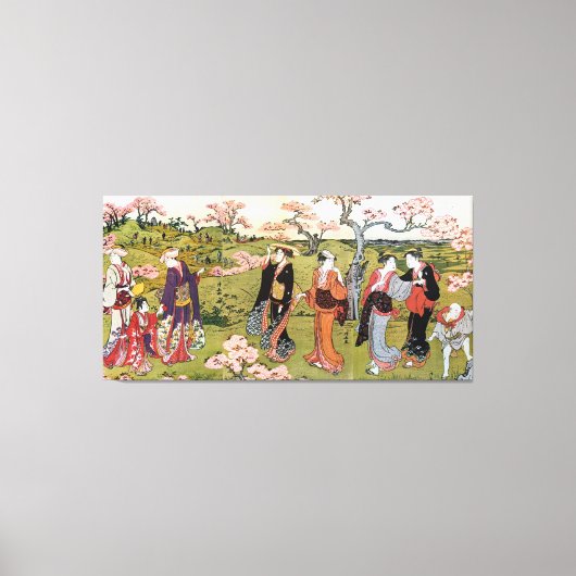 花見,清長花見，清永，浮世絵 キャンバスプリント (正面)