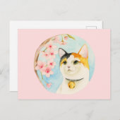 花見 |漫画日本のの猫イラストレーション ポストカード (正面/裏面)